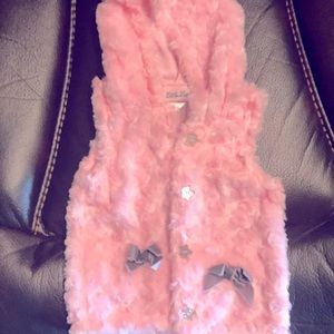 Pink furry hooded top